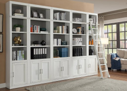 6 Piece Small Library Wall with Ladder Catalina Cottage White by Parker House Furniture