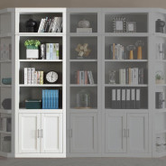 6 Piece Small Library Wall with Ladder Catalina Cottage White by Parker House Furniture