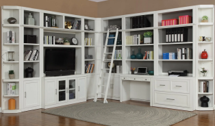 13 Piece Corner Library Wall Catalina Cottage White Finish by Parker House