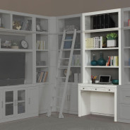 13 Piece Corner Library Wall Catalina Cottage White Finish by Parker House
