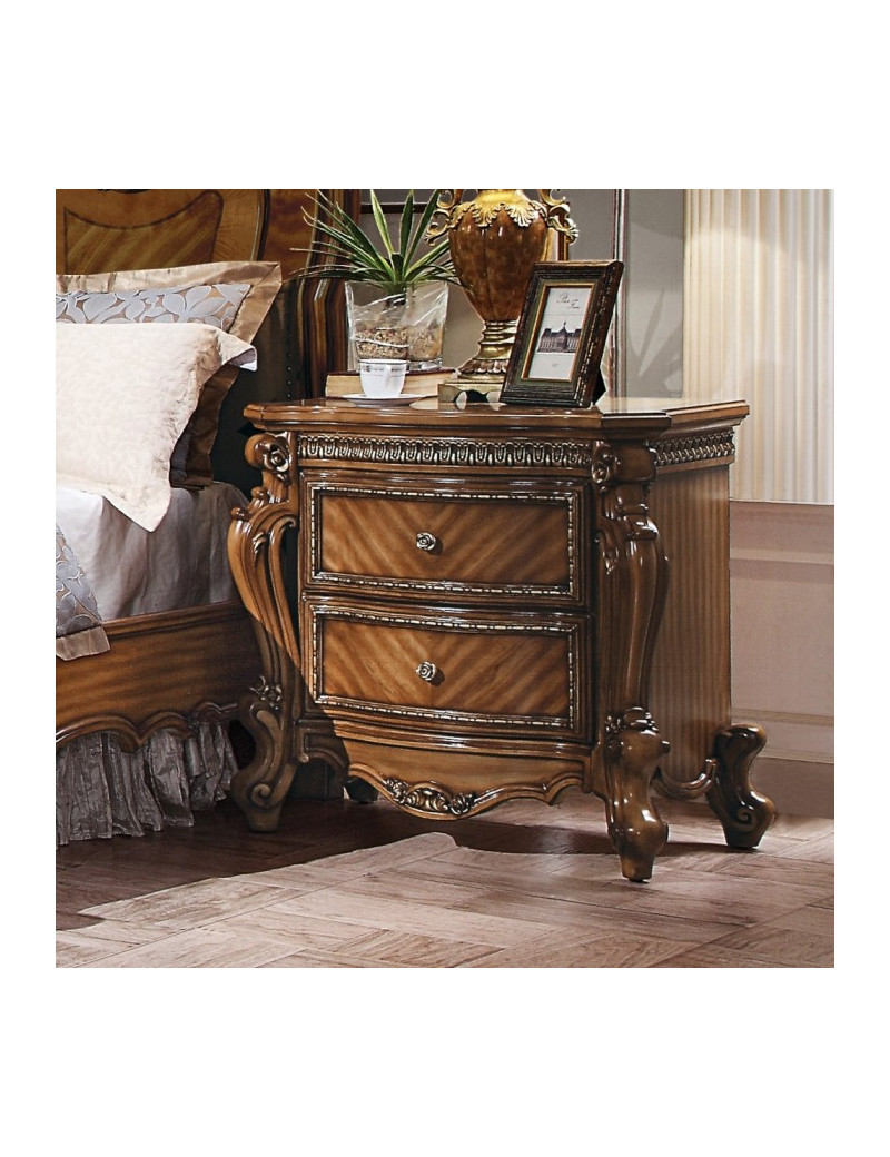 28240Q Pu & Cherry Oak Finish Bed Picardy Collection By Acme Furniture