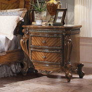 28240Q Pu & Cherry Oak Finish Bed Picardy Collection By Acme Furniture