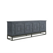 321423-2821 Alcove Entertainment Console Slate, Burnished Brass Finish  by A.R.T. Furniture Collections