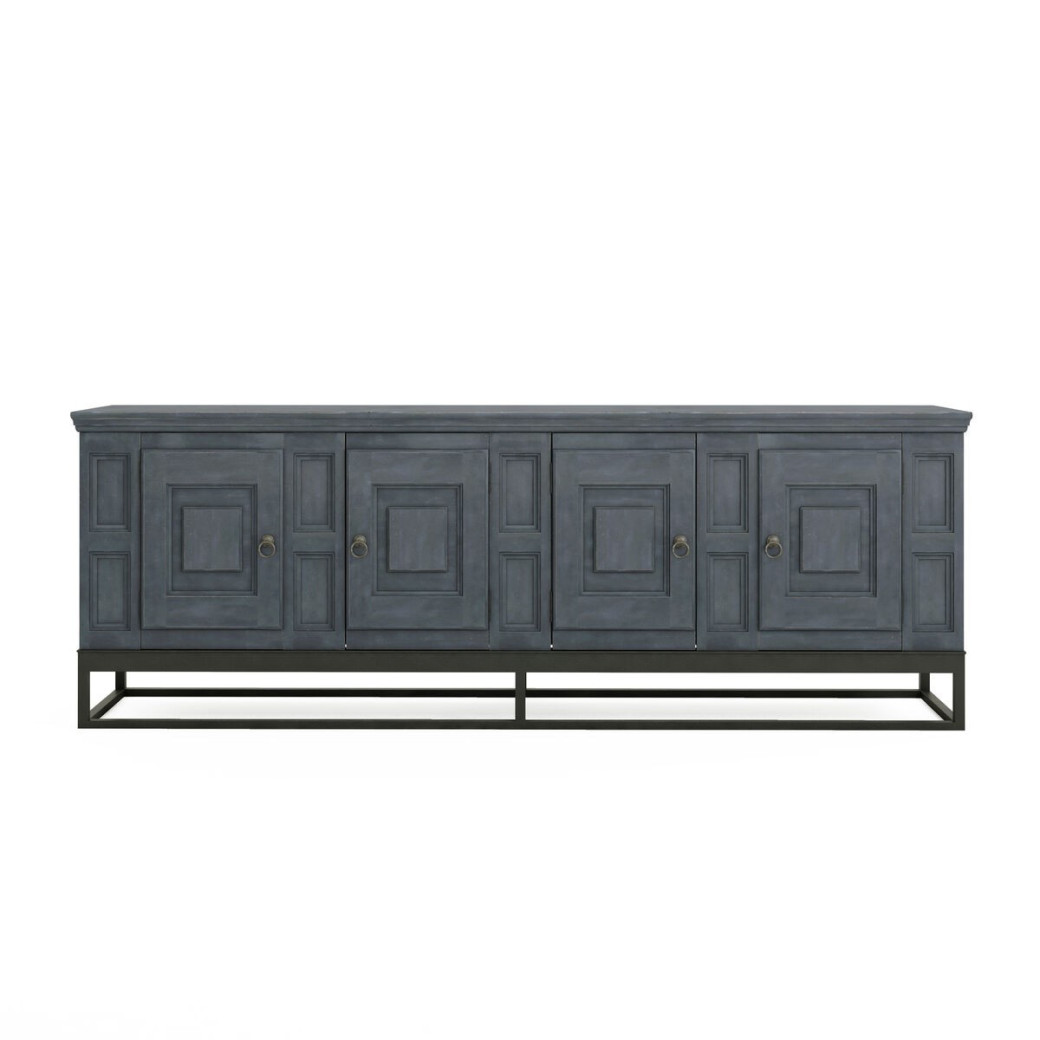 321423-2821 Alcove Entertainment Console Slate, Burnished Brass Finish  by A.R.T. Furniture Collections