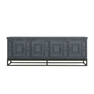 321423-2821 Alcove Entertainment Console Slate, Burnished Brass Finish  by A.R.T. Furniture Collections
