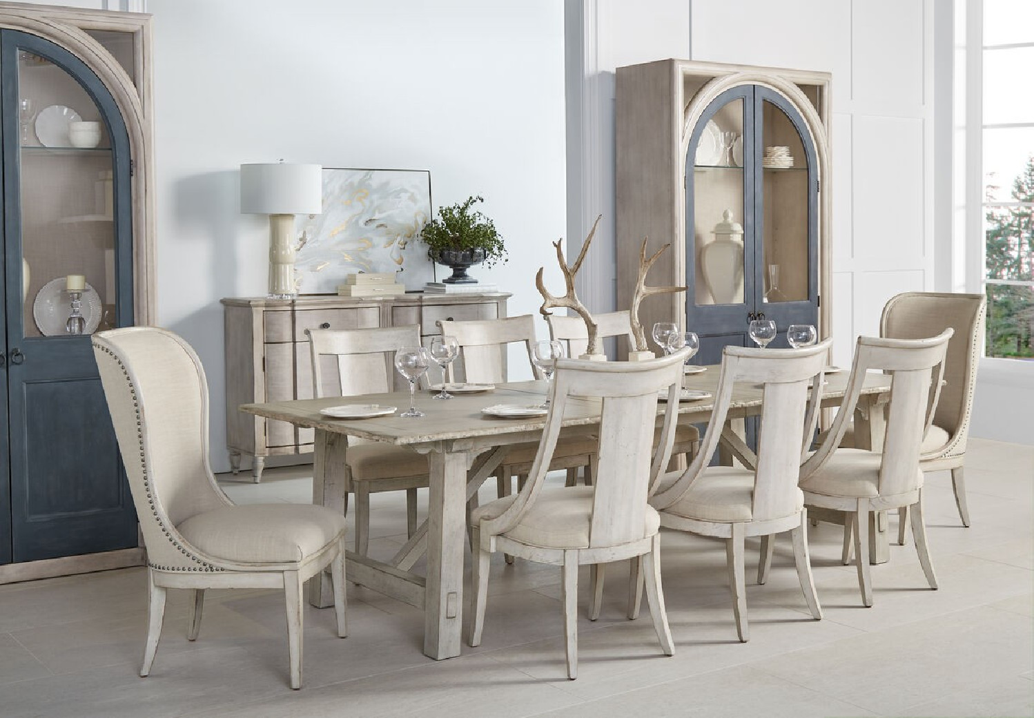 321240-2840 Alcove China Cabinet Belgian Ivory, Slate Finish by A.R.T. Furniture Collections