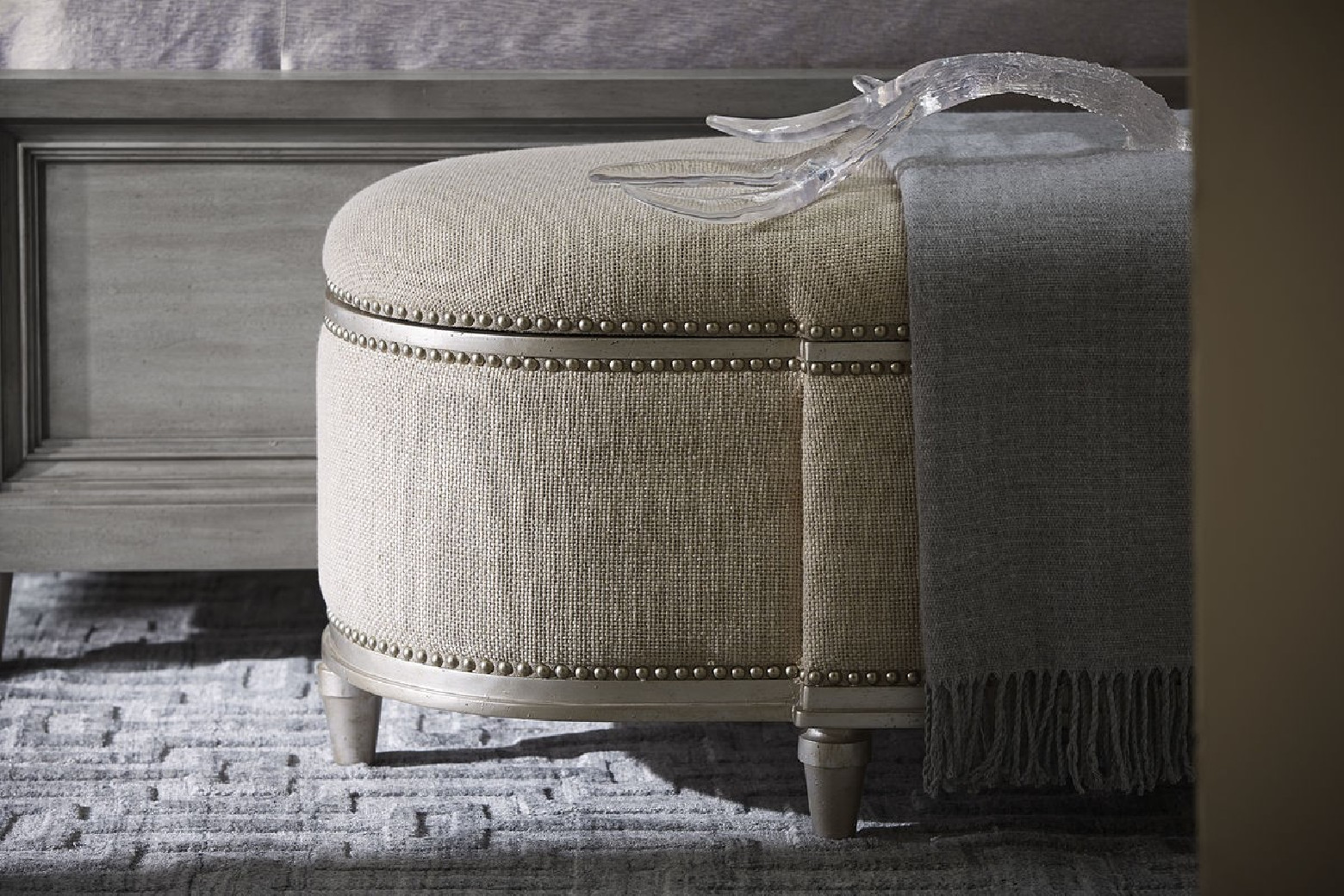 Bedside Bench Silver Finish Morrissey Collection By A.R.T Furniture