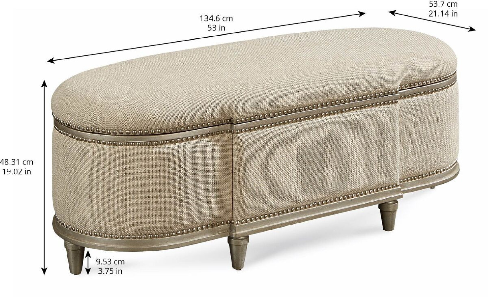 Bedside Bench Silver Finish Morrissey Collection By A.R.T Furniture