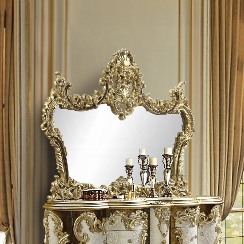 BD20004 Mirror Antique Gold & Brown Finish Victorian Style Desiderius Collection By Acme Furniture