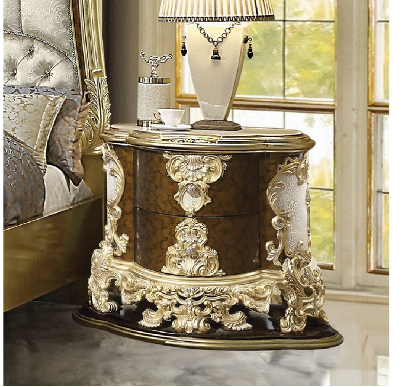 BD20003 Nightstand Antique Gold & Brown Finish Victorian Style Desiderius Collection By Acme Furniture