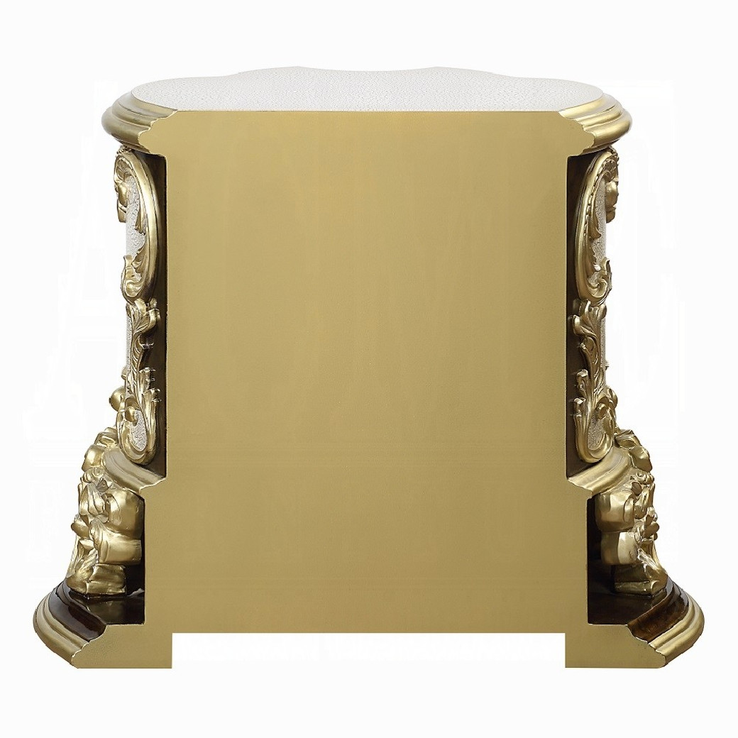 BD20003 Nightstand Antique Gold & Brown Finish Victorian Style Desiderius Collection By Acme Furniture