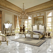 BD20001EK Bed Antique Gold & Brown Finish Victorian Style Desiderius Collection By Acme Furniture