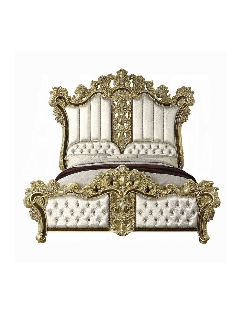 BD20001EK Bed Antique Gold & Brown Finish Victorian Style Desiderius Collection By Acme Furniture