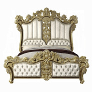 BD20001EK Bed Antique Gold & Brown Finish Victorian Style Desiderius Collection By Acme Furniture