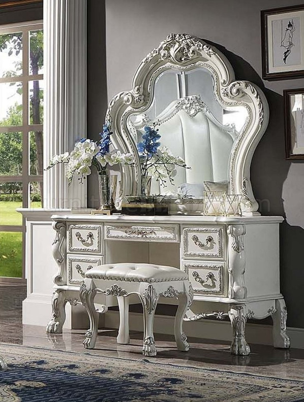 BD01678 Dresden II Vanity Desk Bone White Finish by Acme Furniture