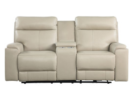 EH310 Cambria Bryant Sofa & Loveseat Taupe Leather dual power collection by Italia USA