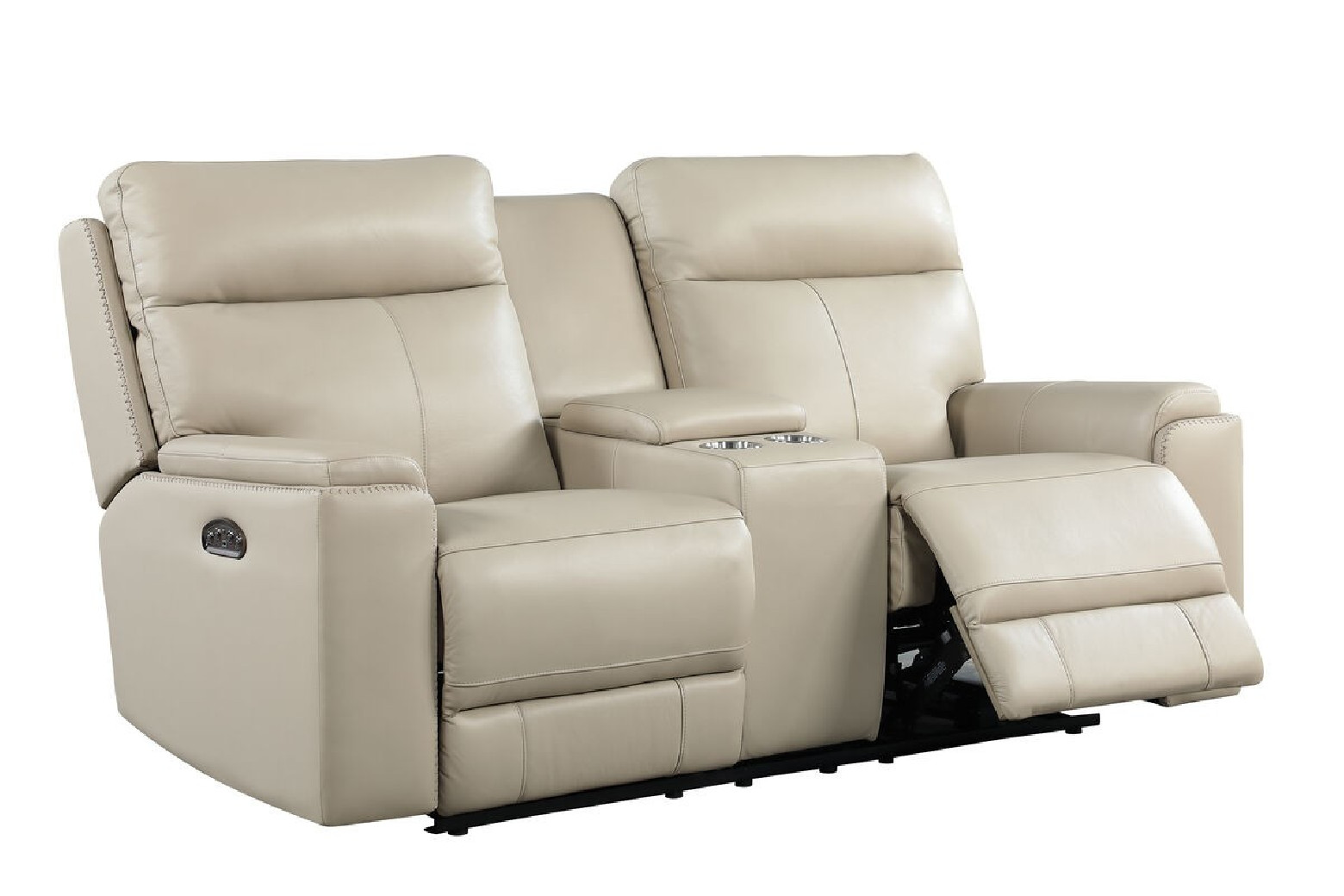 EH310 Cambria Bryant Sofa & Loveseat Taupe Leather dual power collection by Italia USA