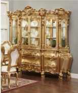 703 AJM 7Pc Dining Table Set Luxury Marble Top 87"W. French Provincial Style By Polrey International Furnishing