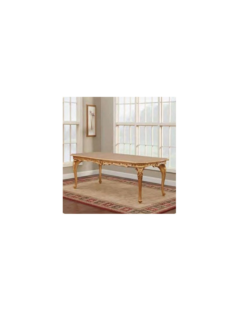 703 AJM 7Pc Dining Table Set Luxury Marble Top 87"W. French Provincial Style By Polrey International Furnishing