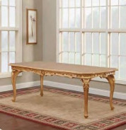 703 AJM 7Pc Dining Table Set Luxury Marble Top 87"W. French Provincial Style By Polrey International Furnishing