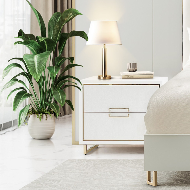 Nightstand Cloud White Palm Gate Collection By Michael Amini. 9086040-108