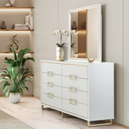 Platform Bed White Cloud Finish Palm Gate collection by Michael Amini