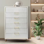 Platform Bed White Cloud Finish Palm Gate collection by Michael Amini