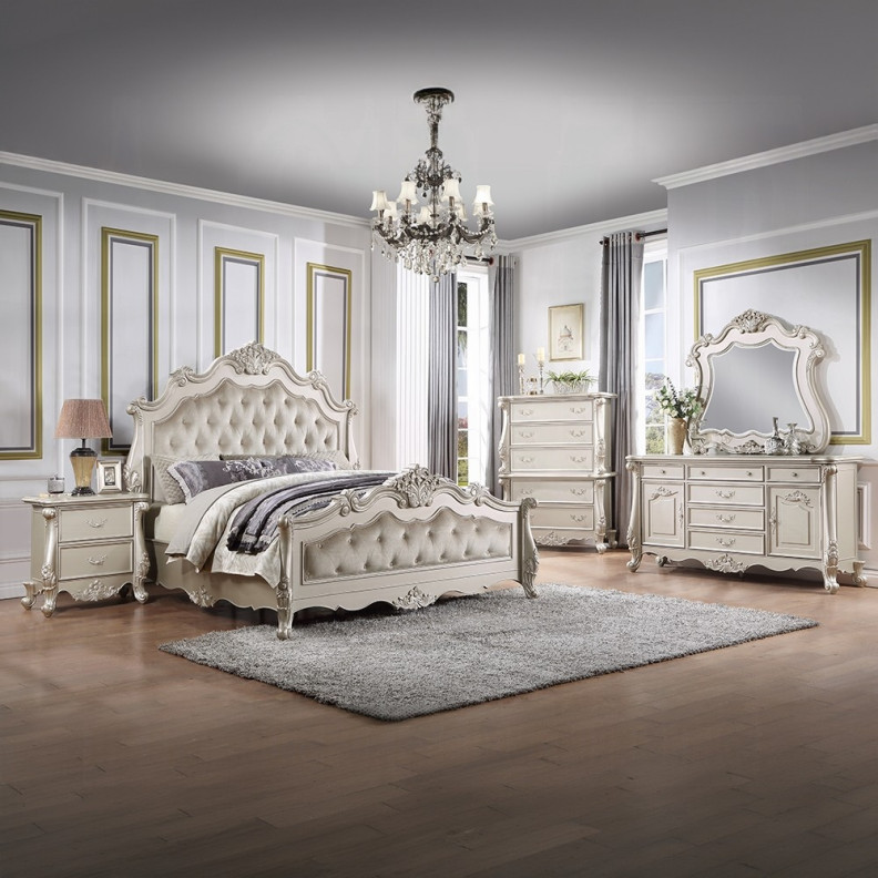 BD02289 Champagne Finish Queen Bed Bently Collection By Acme Furniture