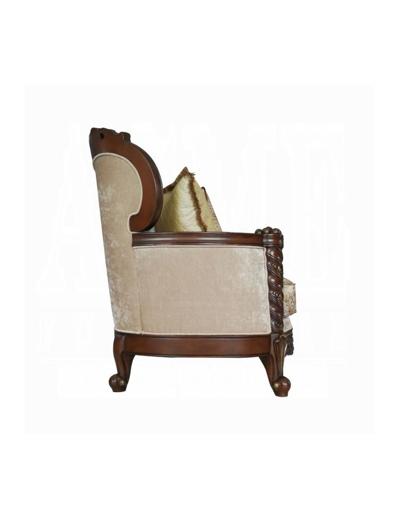 50685 Fabric Dark Walnut Finish Living Room Devayne Collection By Acme Furniture