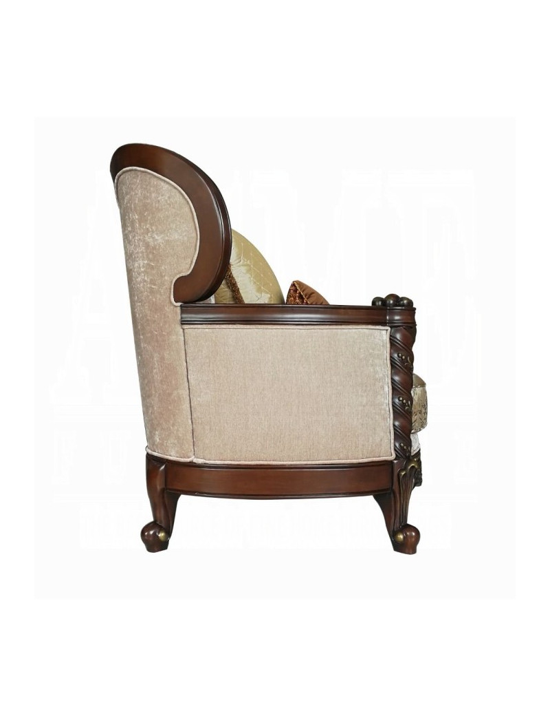 50685 Fabric Dark Walnut Finish Living Room Devayne Collection By Acme Furniture