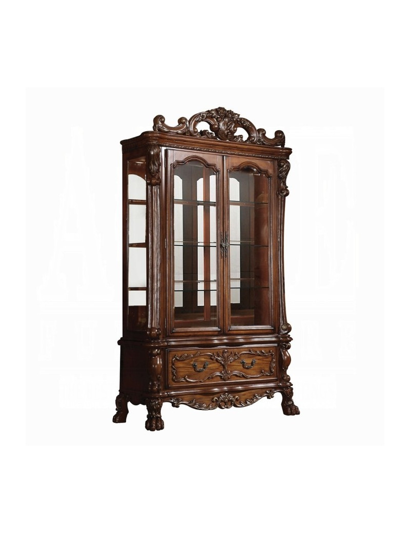 12158 Curio Cabinet Cherry Finish Dresden Collection By Acme