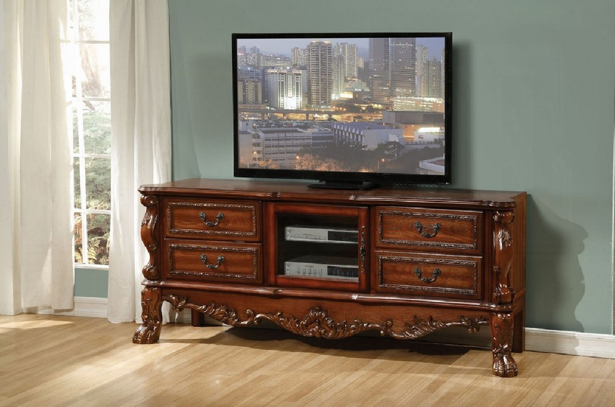 91338 Dresden Tv Stand Cherry Finish by Acme Furniture