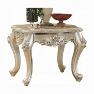 81665 Marble Top Champagne Finish Occasional Tables Bently Collection By Acme Furniture