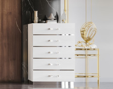 5Pc Europa Queen with Panels Bedroom Set Collection in White Finish By New Classic Furniture
