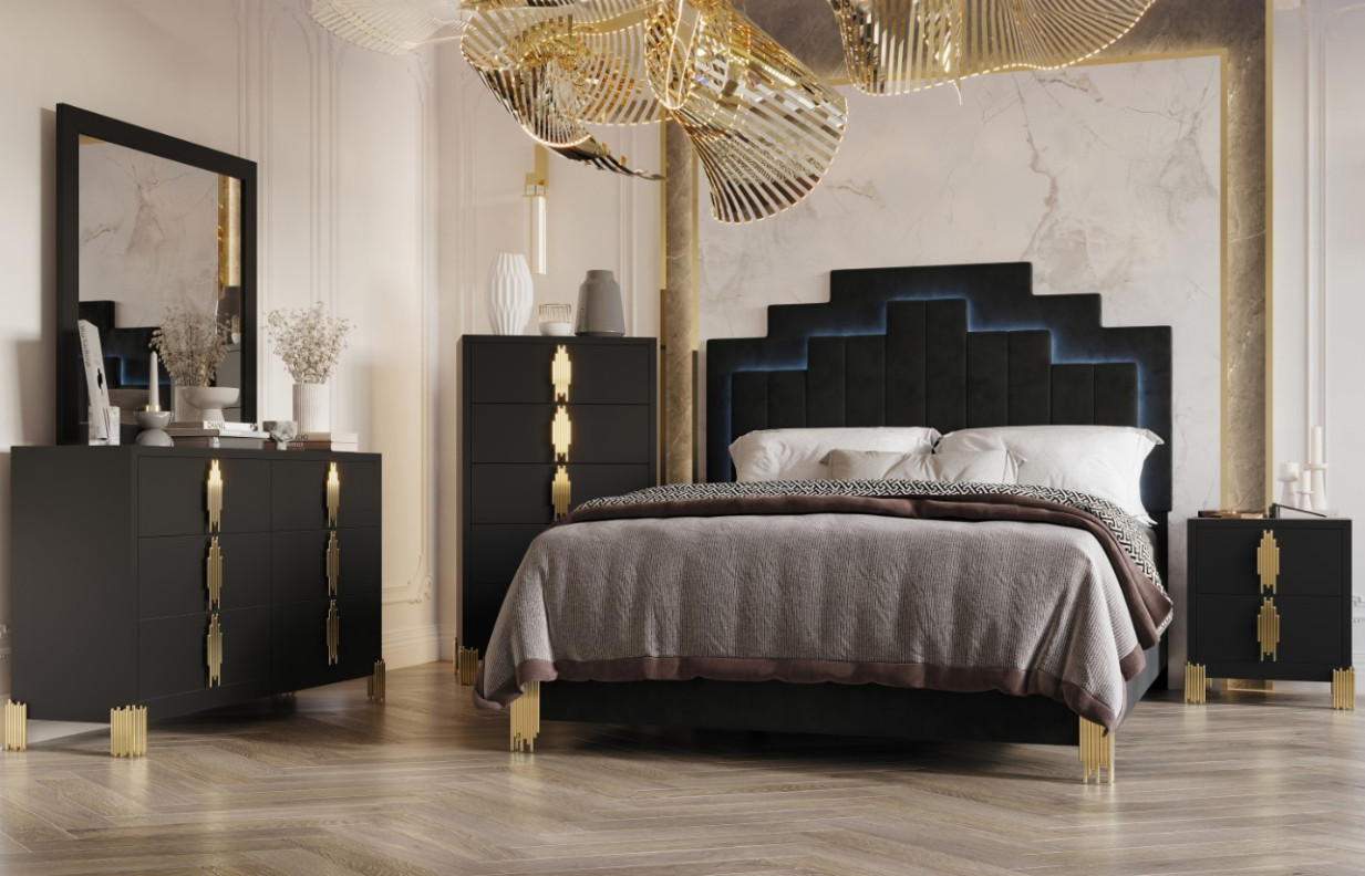 Empire 5PC Queen Bedroom Set Collection in Black Finish By New Classic Furniture
