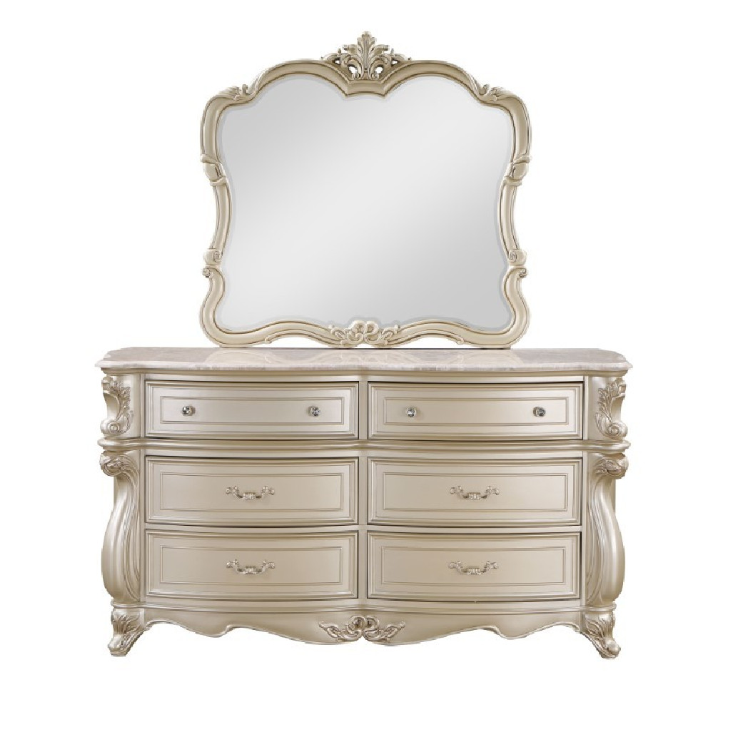 Monique 5Pc Queen Bedroom Set Champagne Finish By New Classic Furniture
