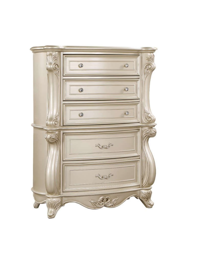 Monique 5Pc Queen Bedroom Set Champagne Finish By New Classic Furniture