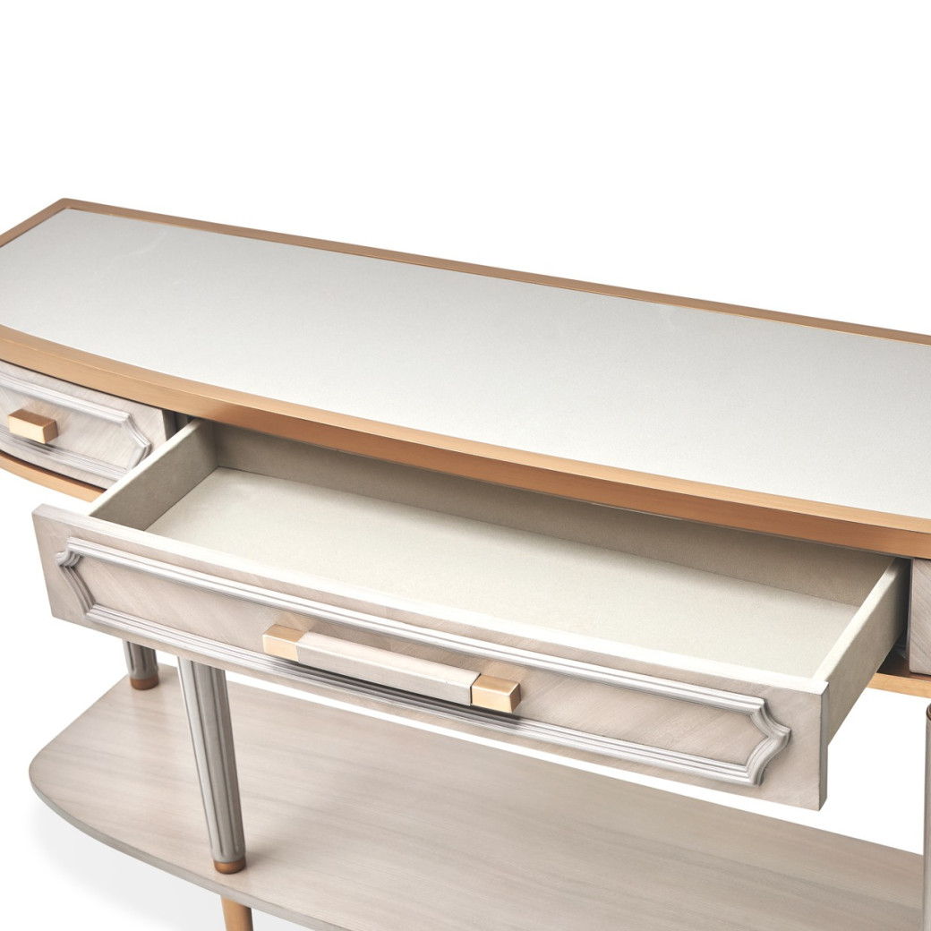 St.Charles Console Table Dove Gray By Michael Amini 9088223-803
