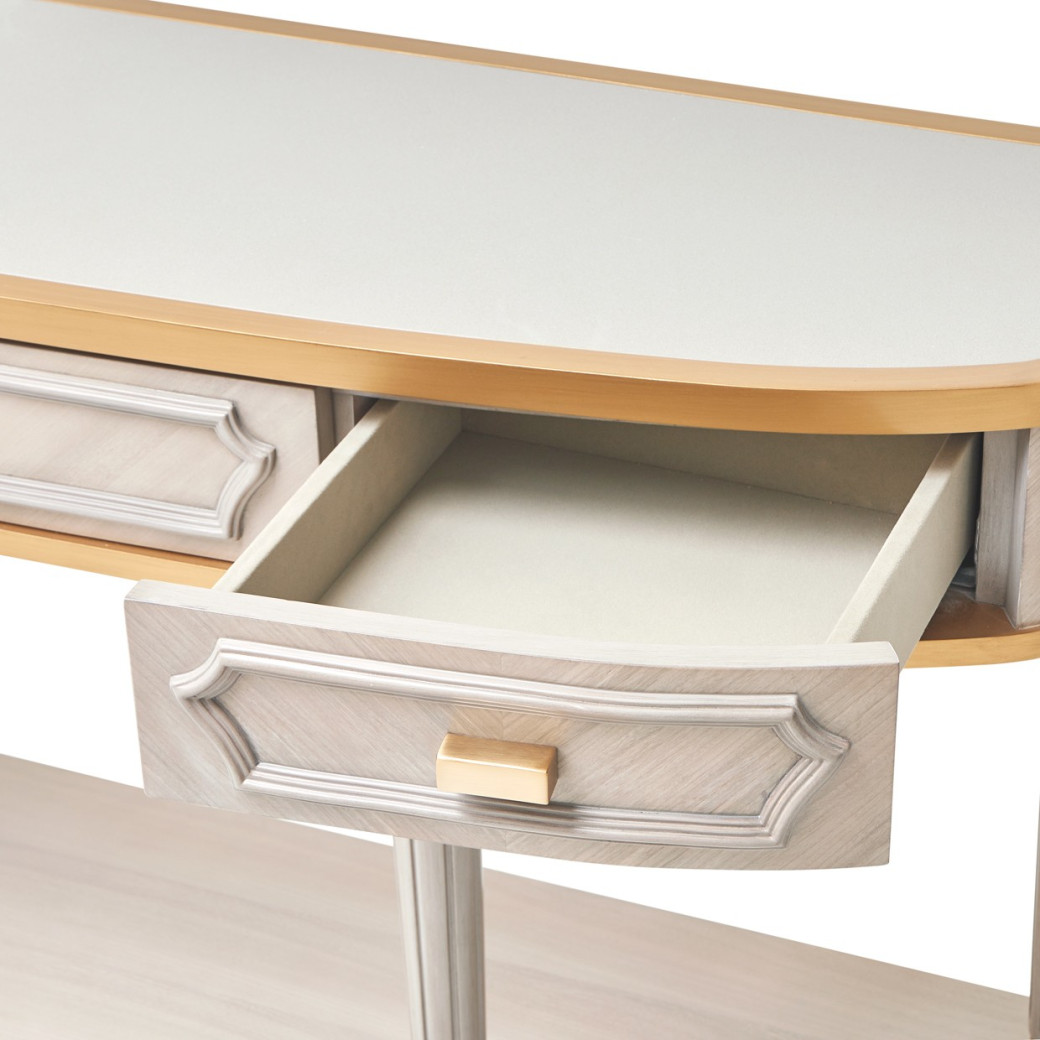 St.Charles Console Table Dove Gray By Michael Amini 9088223-803