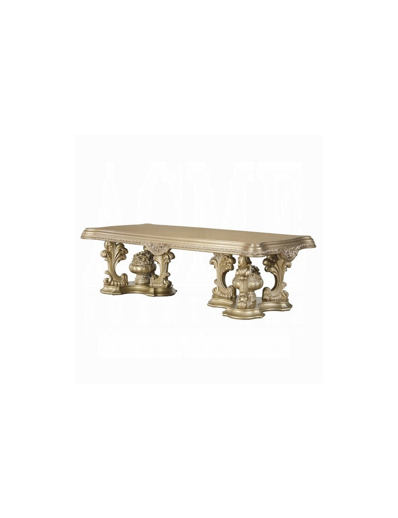 DN00457 Gold Finish 7PC Dining Set Seville Victorian Style Collection by Acme Furniture