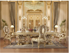DN00457 Gold Finish 7PC Dining Set Seville Victorian Style Collection by Acme Furniture