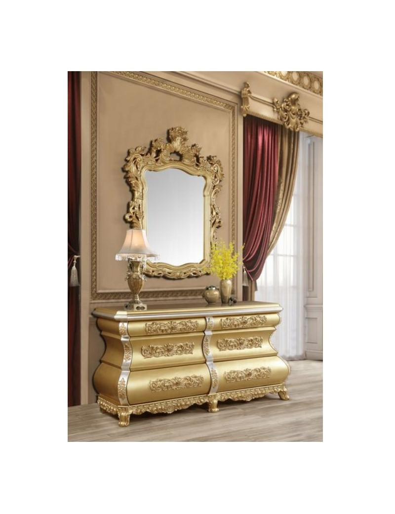 DN00457 Gold Finish 7PC Dining Set Seville Victorian Style Collection by Acme Furniture