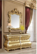 DN00457 Gold Finish 7PC Dining Set Seville Victorian Style Collection by Acme Furniture