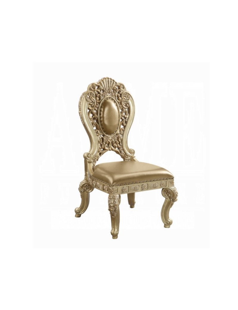 DN00457 Gold Finish 7PC Dining Set Seville Victorian Style Collection by Acme Furniture