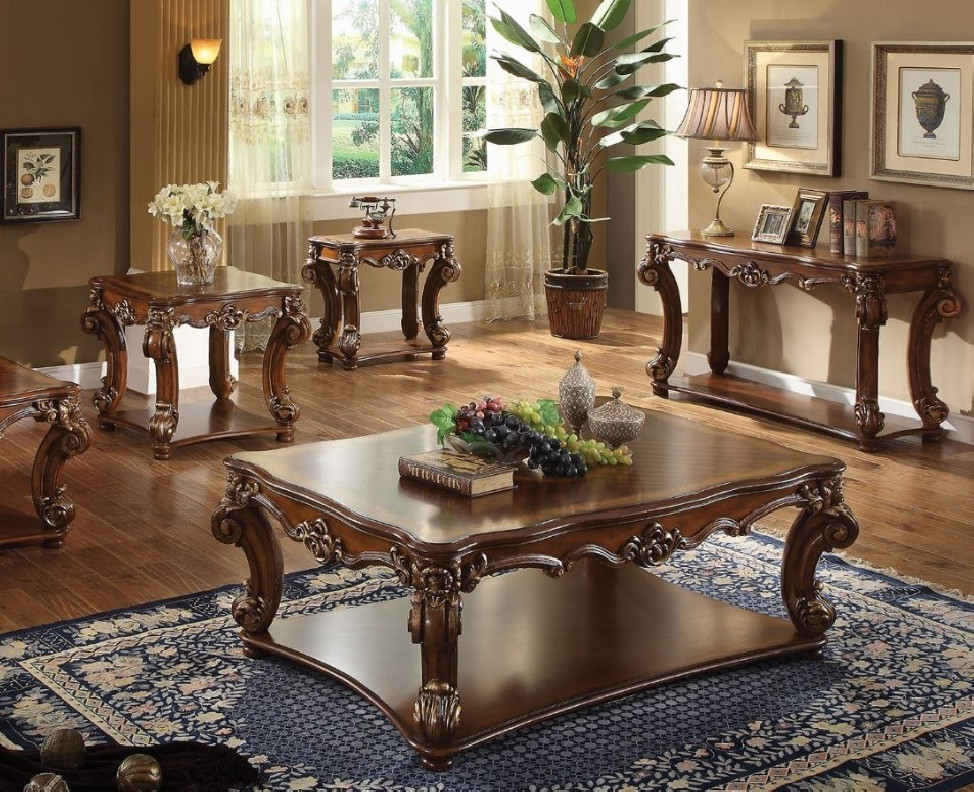 82000 Cherry Finish Rectangular Coffee Table Acme Vendome Collection