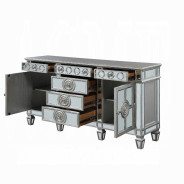 66164 Mirrored & Antique Platinum Finish Server Varian Collection By Acme Furniture