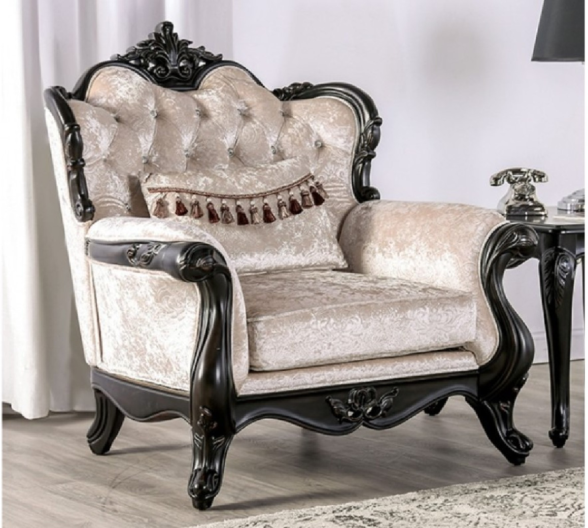 FM65001 2PC Sofa & Loveseat Traditional Style Black Finish Acapulco Collection By Furniture Of America