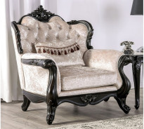 FM65001 2PC Sofa & Loveseat Traditional Style Black Finish Acapulco Collection By Furniture Of America