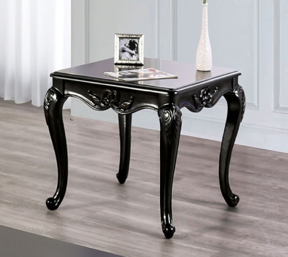 FM65001 2PC Sofa & Loveseat Traditional Style Black Finish Acapulco Collection By Furniture Of America