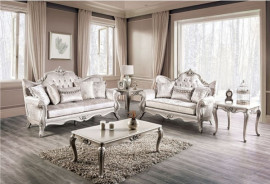 FM65001WH 2PC Sofa & Love seat Traditional Style Off-White Acapulco Collection By Furniture Of America